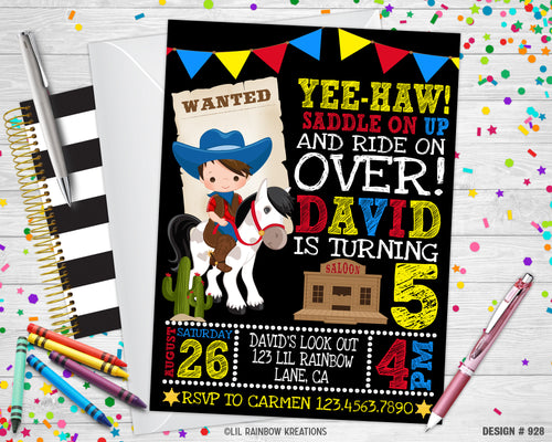 928 | Cowboy Party Invitation & Thank You Card