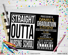 Load image into Gallery viewer, 940-5 | Straight Outta Nursing School Party Invitation &amp; Thank You Card