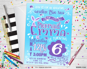 944 | Mermaid Party Invitation & Thank You Card