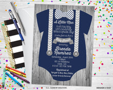 Load image into Gallery viewer, 947 | Navy Blue Onesie Baby Shower Invitation &amp; Thank You Card
