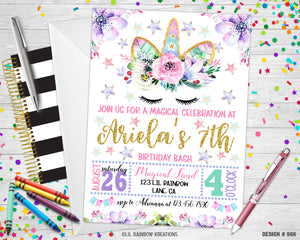 966 | Unicorn Party Invitation & Thank You Card