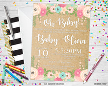 Load image into Gallery viewer, 967 | Floral Baby Shower Invitation &amp; Thank You Card