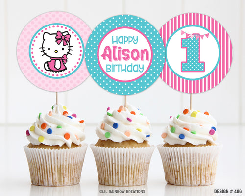 CT-486 | Pink Hello Kitty Cupcake Toppers
