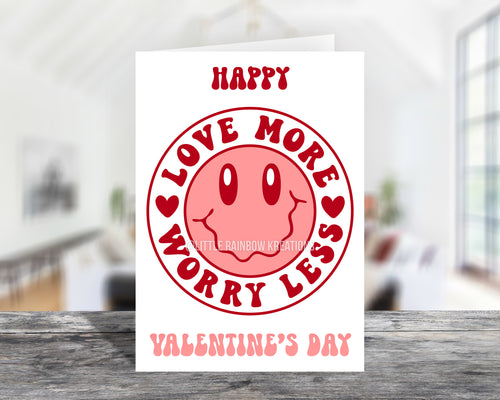 Emoji Love More Worry Less | Valentine's Card