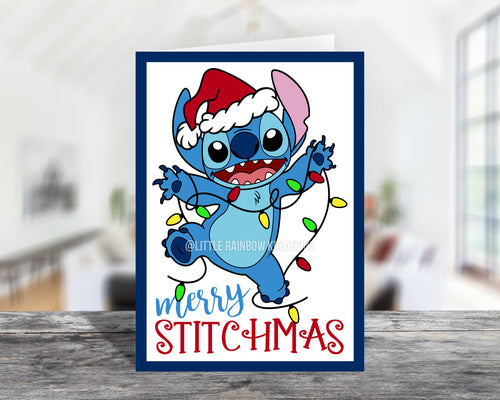 Stitch Christmas Lights | Christmas Card