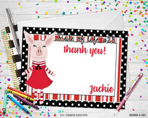 001 | Olivia Pig Party Invitation & Thank You Card