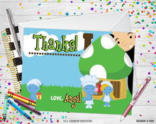 Load image into Gallery viewer, 008 | Smurfs Party Invitation &amp; Thank You Card