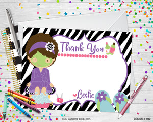 012 | Zebra Print Spa Party Invitation & Thank You Card