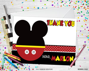 053 | Mickey Mouse Party Invitation & Thank You Card