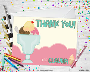 061 | Ice Cream Party Invitation & Thank You Card