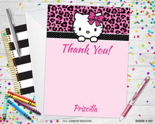 Load image into Gallery viewer, 087 | Leopard Print Hello Kitty Baby Shower Invitation &amp; Thank You Card