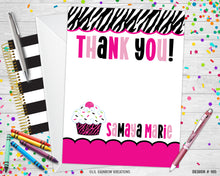 Load image into Gallery viewer, 105 | Zebra Print Cupcake Party Invitation &amp; Thank You Card