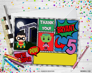 122 | Teen Titans Go Party Invitation & Thank You Card