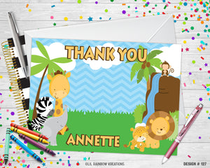 127 | Jungle Safari Party Invitation & Thank You Card