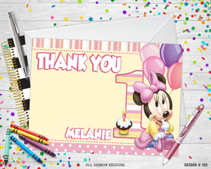 128 | Minnie Mouse Party Invitation & Thank You Card