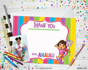 152 | Dora & Boots Party Invitation & Thank You Card