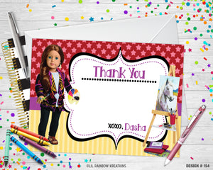 154 | American Girl Doll Art Party Invitation & Thank You Card