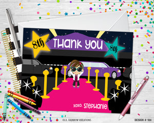 184 | Rock Star Red Carpet Party Invitation & Thank You Card