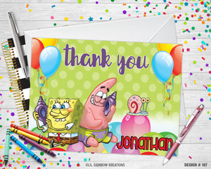 187 | SpongeBob Party Invitation & Thank You Card