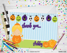 Load image into Gallery viewer, 208 | Pumpkin Girl Costume Party Invitation &amp; Thank You Card