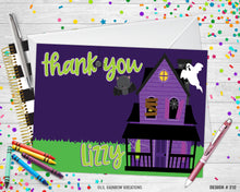 Load image into Gallery viewer, 212 | Haunted House Halloween Party Invitation &amp; Thank You Card