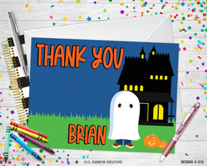 213 | Cute Little Ghost Halloween Party Invitation & Thank You Card