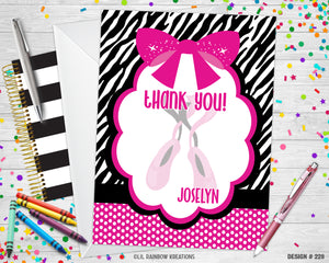 228 | Zebra Print & Hot Pink Party Invitation & Thank You Card