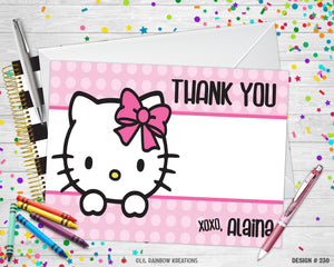 230 | Pink Hello Kitty Party Invitation & Thank You Card