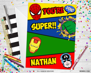 236 | Superheroes Party Invitation & Thank You Card