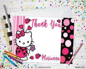 241 | Hello Kitty Lady Bug Party Invitation & Thank You Card