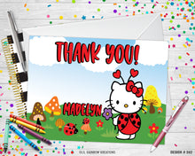 Load image into Gallery viewer, 242 | Hello Kitty Lady Bug 2 Party Invitation &amp; Thank You Card