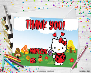 242 | Hello Kitty Lady Bug 2 Party Invitation & Thank You Card