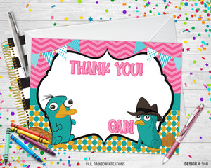 246 | Phineas & Ferb Party Invitation & Thank You Card