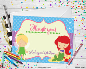 247 | Fairies & Mermaids Party Invitation & Thank You Card