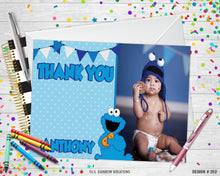 Load image into Gallery viewer, 252 | Baby Cookie Monster Party Invitation &amp; Thank You Card