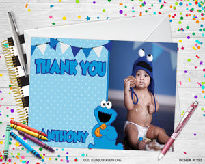 252 | Baby Cookie Monster Party Invitation & Thank You Card