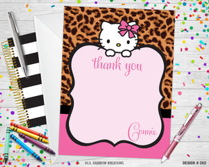 262 | Leopard Print Hello Kitty Baby Shower Invitation & Thank You Card