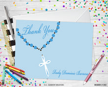 Load image into Gallery viewer, 283 | Blue Rosary First Communion Party Invitation &amp; Thank You Card