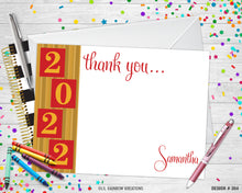 Load image into Gallery viewer, 364 | Red &amp; Gold Graduation Party Invitation &amp; Thank You Card