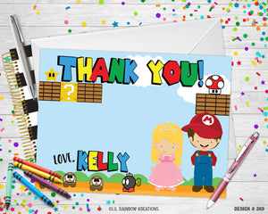 369 | Princess Peach & Mario Party Invitation & Thank You Card