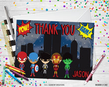 Load image into Gallery viewer, 382 | Superheroes Party Invitation &amp; Thank You Card
