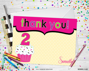 462 | Cupcakes Party Invitation & Thank You Card