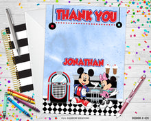 Load image into Gallery viewer, 476 | Mickey &amp; Minnie&#39;s Sock Hop Party Invitation &amp; Thank You Card