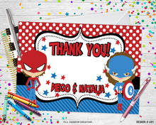 Load image into Gallery viewer, 491 | Spiderman &amp; Captain America Party Invitation &amp; Thank You Card