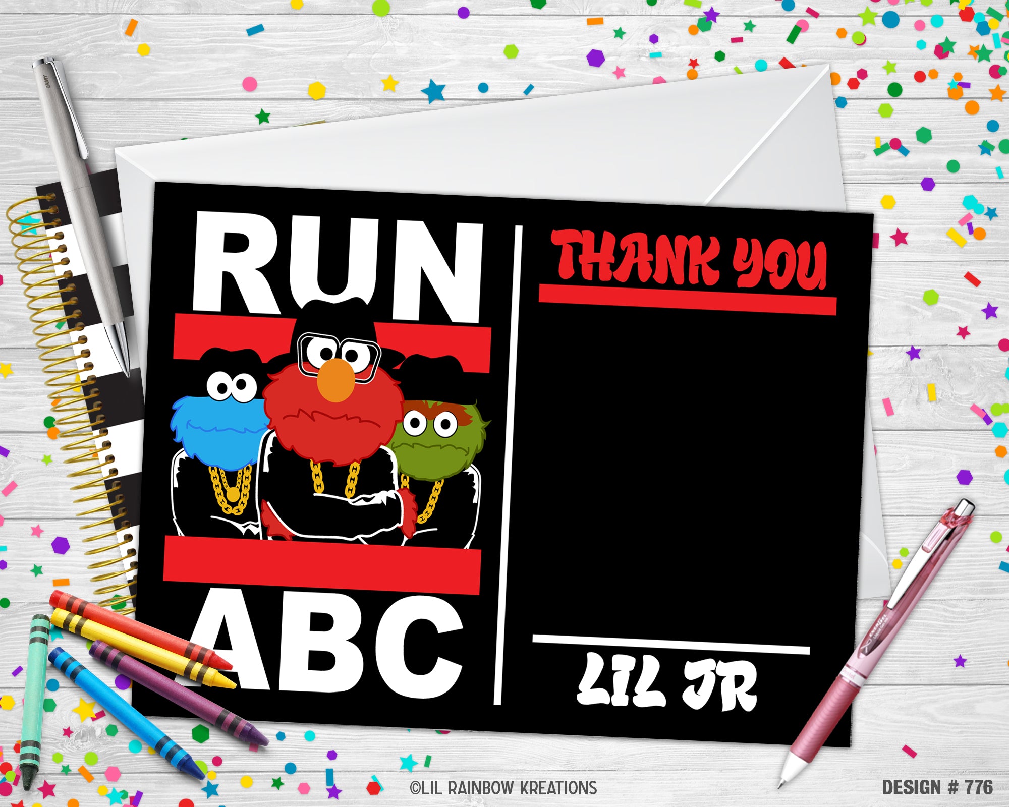 776 | Run Abc Party Invitation & Thank You Card – Little Rainbow Kreations