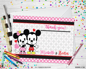 790 | Mickey & Minnie Cuties Baby Shower Invitation & Thank You Card