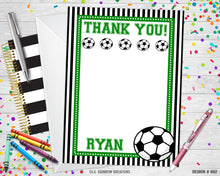 Load image into Gallery viewer, 802 | Soccer Party Invitation &amp; Thank You Card