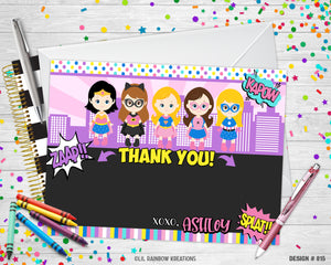 815 | Super Hero Girl Party Invitation & Thank You Card