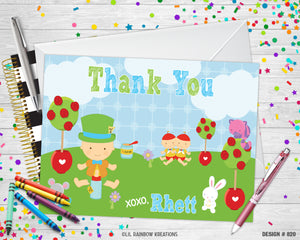 820 | Mad Hatter In Onederland Party Invitation & Thank You Card