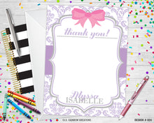 Load image into Gallery viewer, 824 | Purple Damask Baby Shower Invitation &amp; Thank You Card